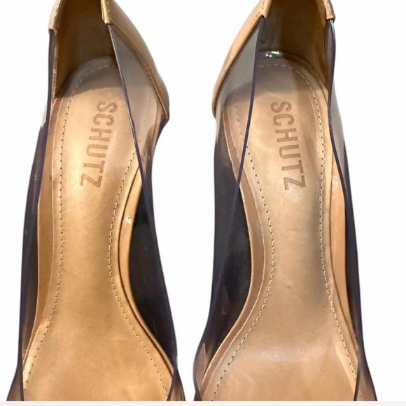 Schutz Cendi Honey Beige Transparent Women's Tan Pumps Size 7 Great Condition - Picture 4 of 7